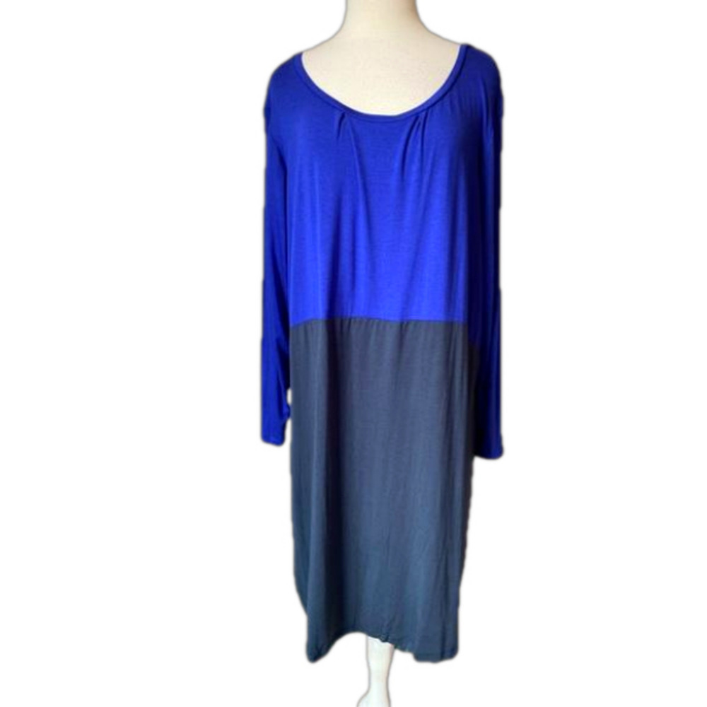 Twiggy London Women's 3X Colorblock Cobalt Midi Long Sleeve Dress Career Party